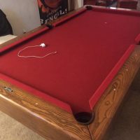 Nearly Perfect Red Velvet Pool Table In Excellent Condition
